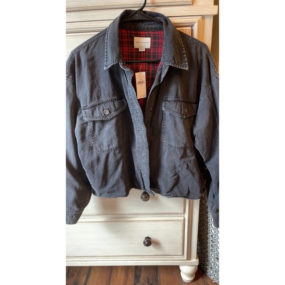 Cropped distressed jean jacket